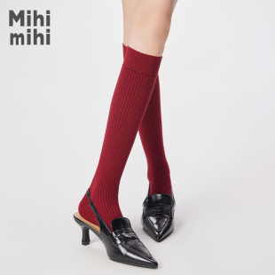 Mihimihi2024 Autum New Ultra-Fine Wool Boneless Calf Socks Pile Socks Hand-Stitched Head