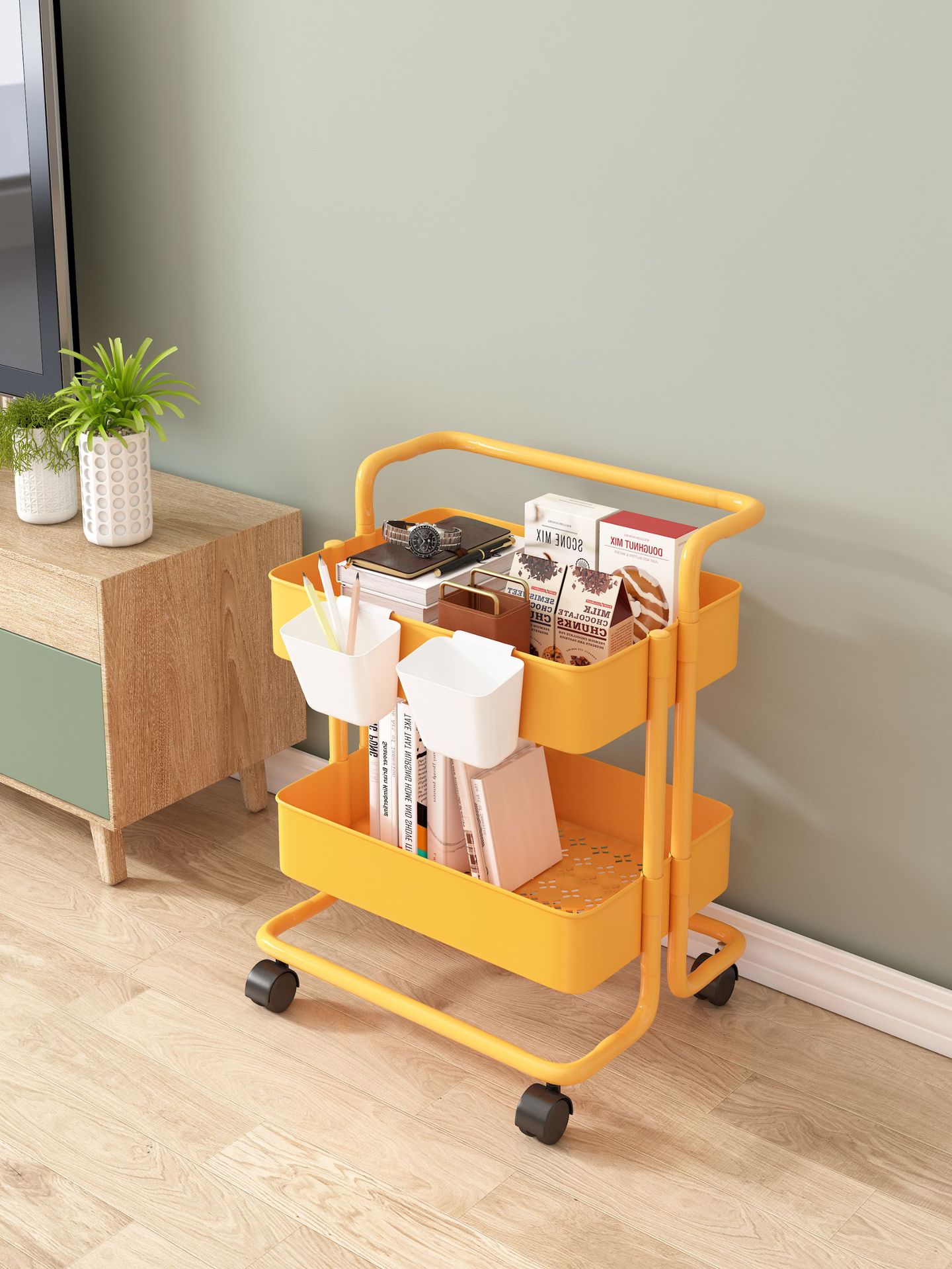 Carro portátil con ruedas estante de almacenamiento cocina piso multi-capa merienda especial salón de belleza cosméticos rack de almacenamiento