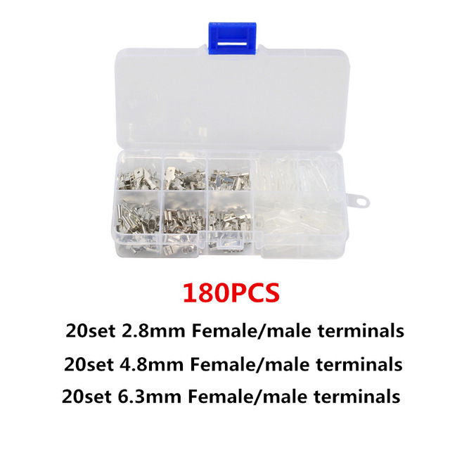 180只绝缘母线连接器2.8 4.8 6.3mm电子压接端子铲形连接器套件