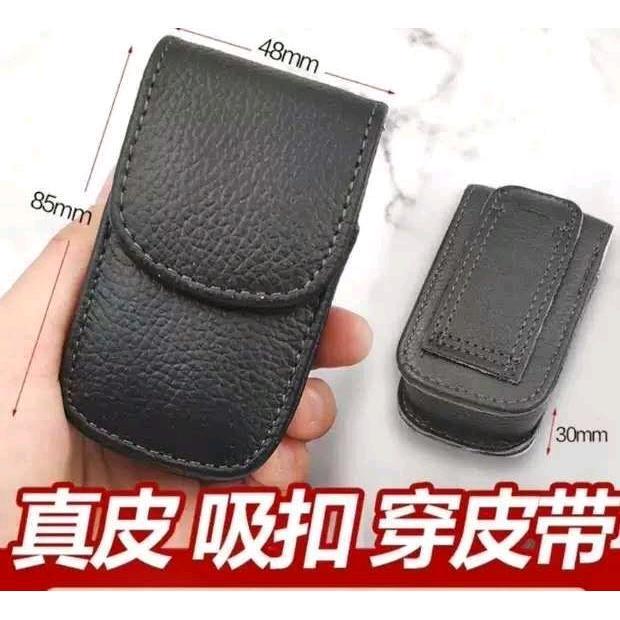 Real Cowhide Glasses Case Folding Glasses Set presbyoscopic Glasses Portable Bag Wearable Waistline Men's and Women's Leather Case Cowhide Box