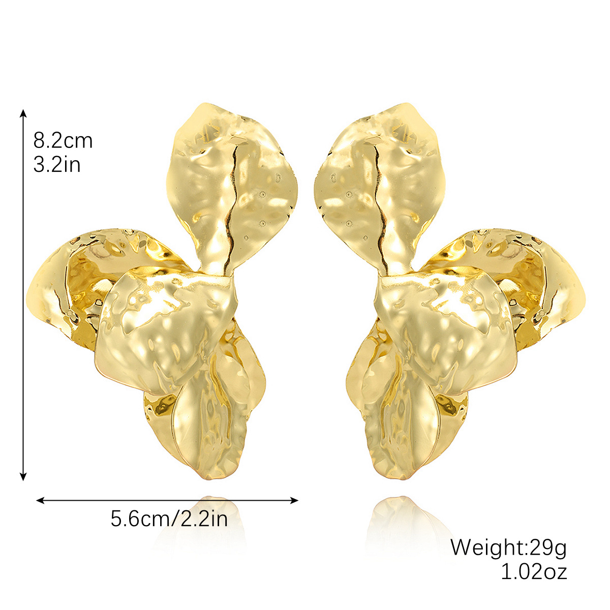 personality high end temperament geometric niche exaggerated metal big earrings female multi layer peach heart gold earrings_voghion.com