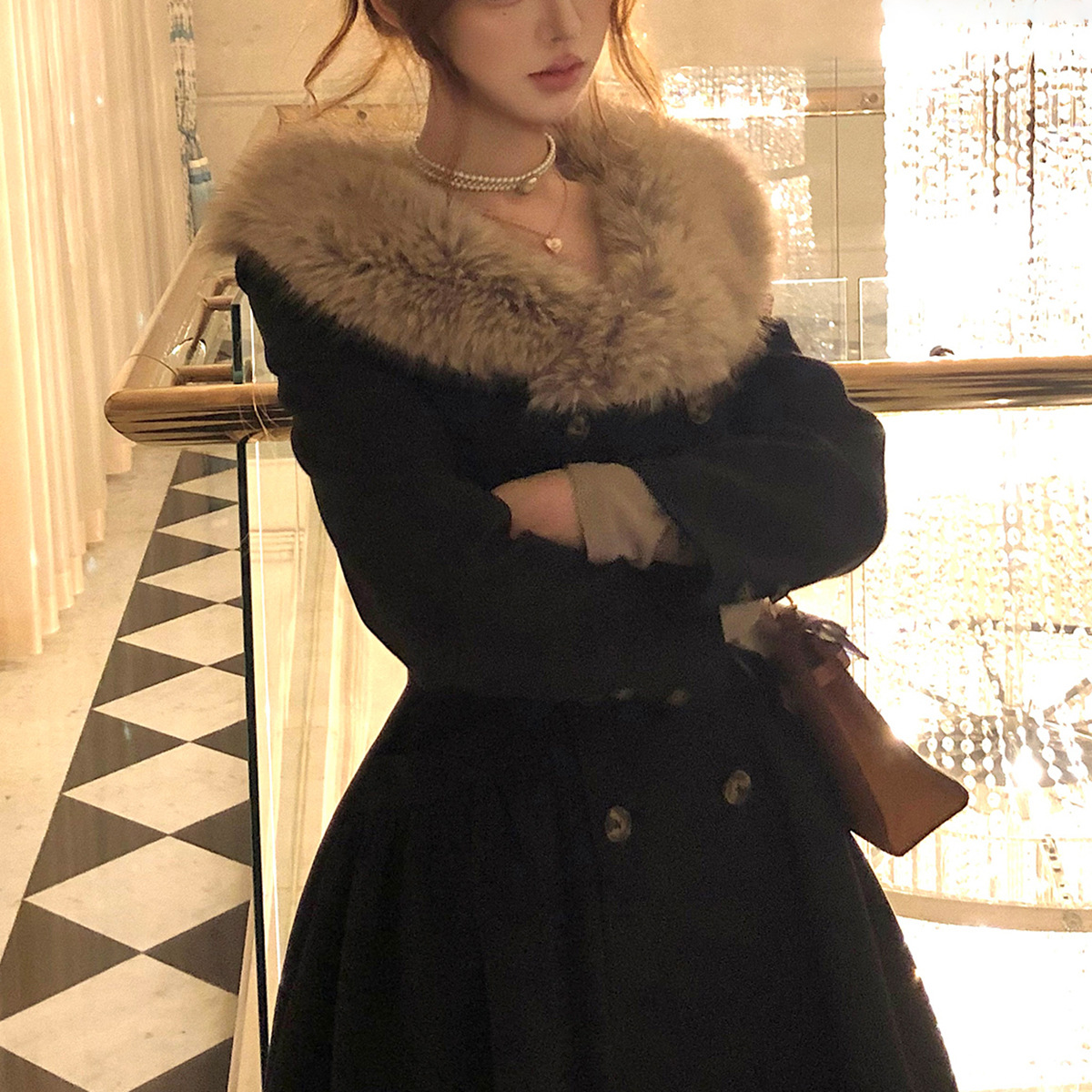 Hathaway Curve Sculpting 4m Skirt Waist-Cinching Long Slimming Elegant Wool Coat