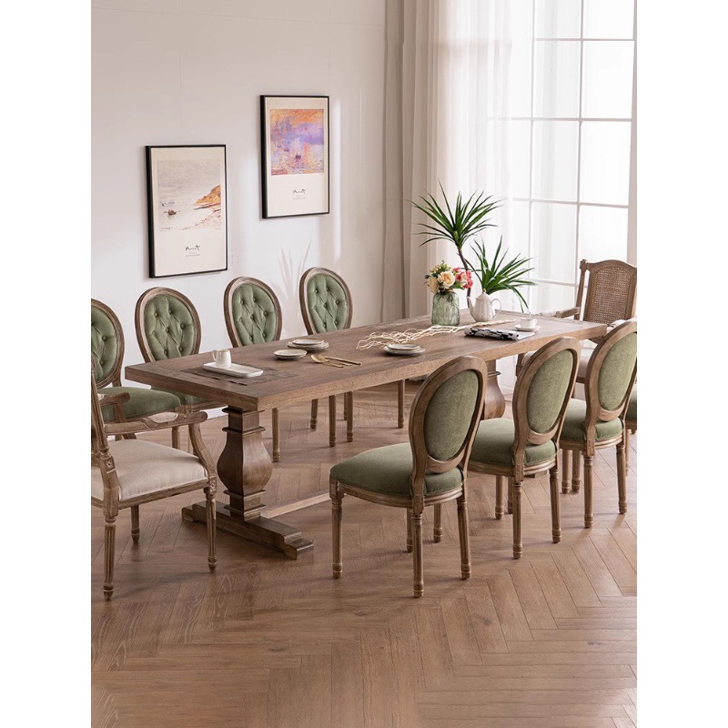 American Vintage Solid Wood Dining Table Home Dining Table Bar Villa Famous Table Living Room Long Table Coffee Table Conference Table