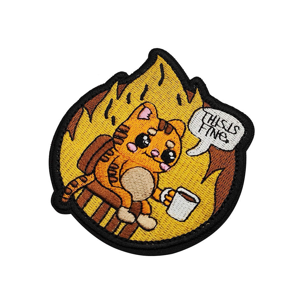 이 펜 커피 고양이 애니메이션 복숭아 고양이 부드러운 접착제 배지 고양이 자수 벨크로 씰 야외 씰