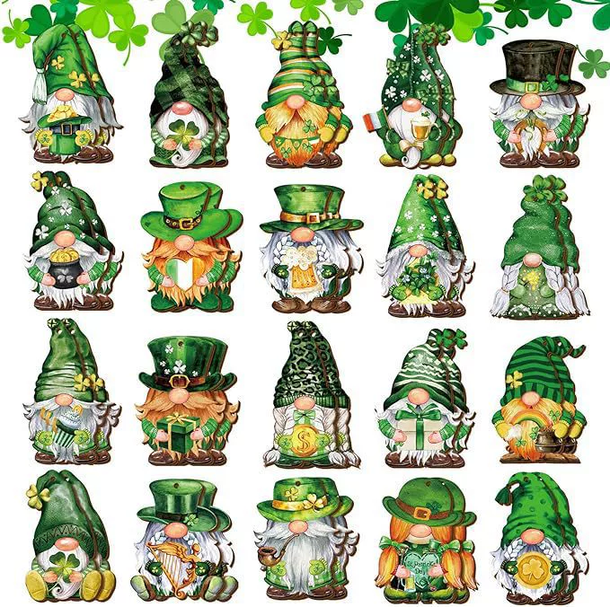 40 шт. Украшение ко Дню Святого Патрика деревянные подвесные украшения зеленый карлик Клевер украшение дома кулон