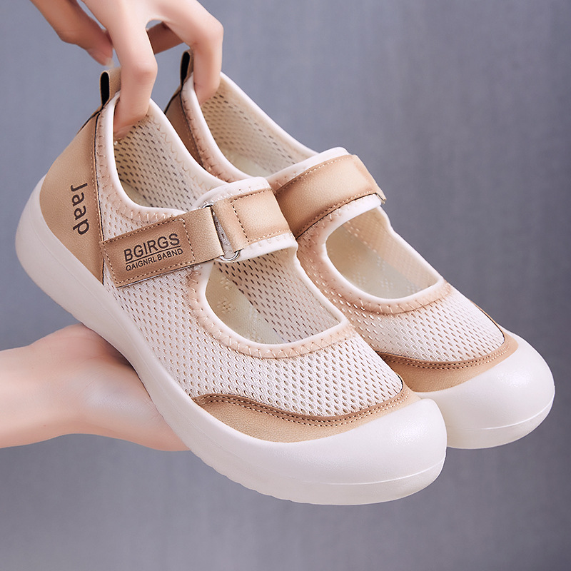 Zapatos de mujer todo-fósforo verano nuevo estilo cómodo zapatos perezosos zapatos casuales transpirables transfronterizos cómodos zapatos de tela de mujer con velcro