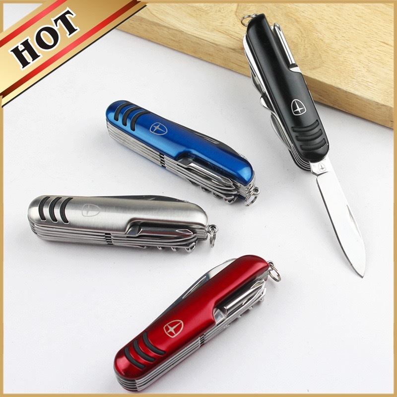 现货批发 金标不锈钢多功能小军刀户外野营救生工具组合多功能小