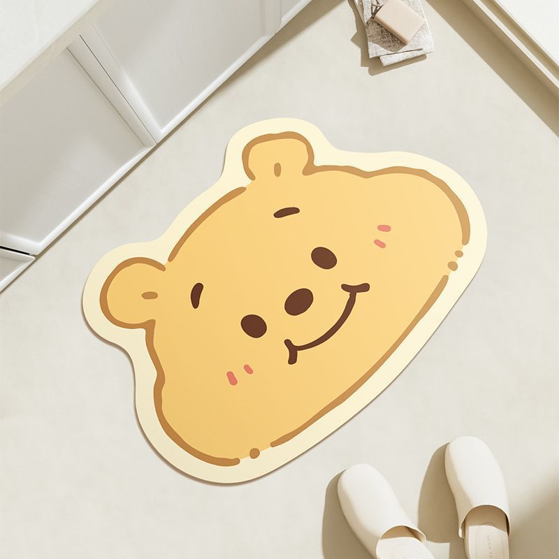 Baño doméstico absorción de agua almohadilla de pies de dibujos animados de forma especial almohadilla de suelo de barro de diatomeas secado rápido se puede cortar almohadilla de pies de puerta de baño
