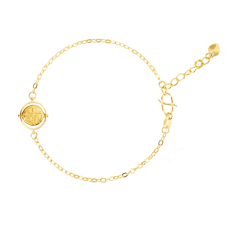 Retro estilo chino vietnamita oro de arena no se desvanece durante mucho tiempo puede girar el collar de pulsera redondo Fu combinación de fábrica directa