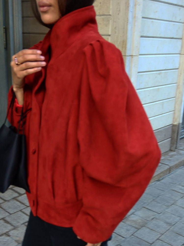 Nicho personalidad atractiva temperamento de moda de color sólido chaqueta de cuero de seda 2025, otoño y invierno nuevo estilo transfronterizo europeo y americano
