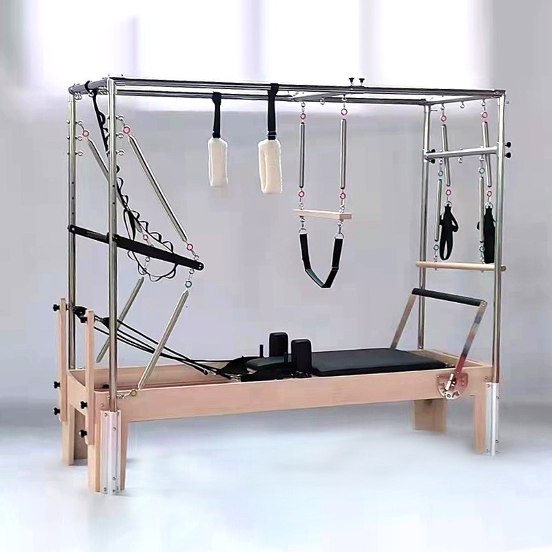 Estudio de yoga traje de cinco piezas equipo de pilates, barril de escalera, silla de pedal estable, cama central de pilates de arce Cadillac de roble
