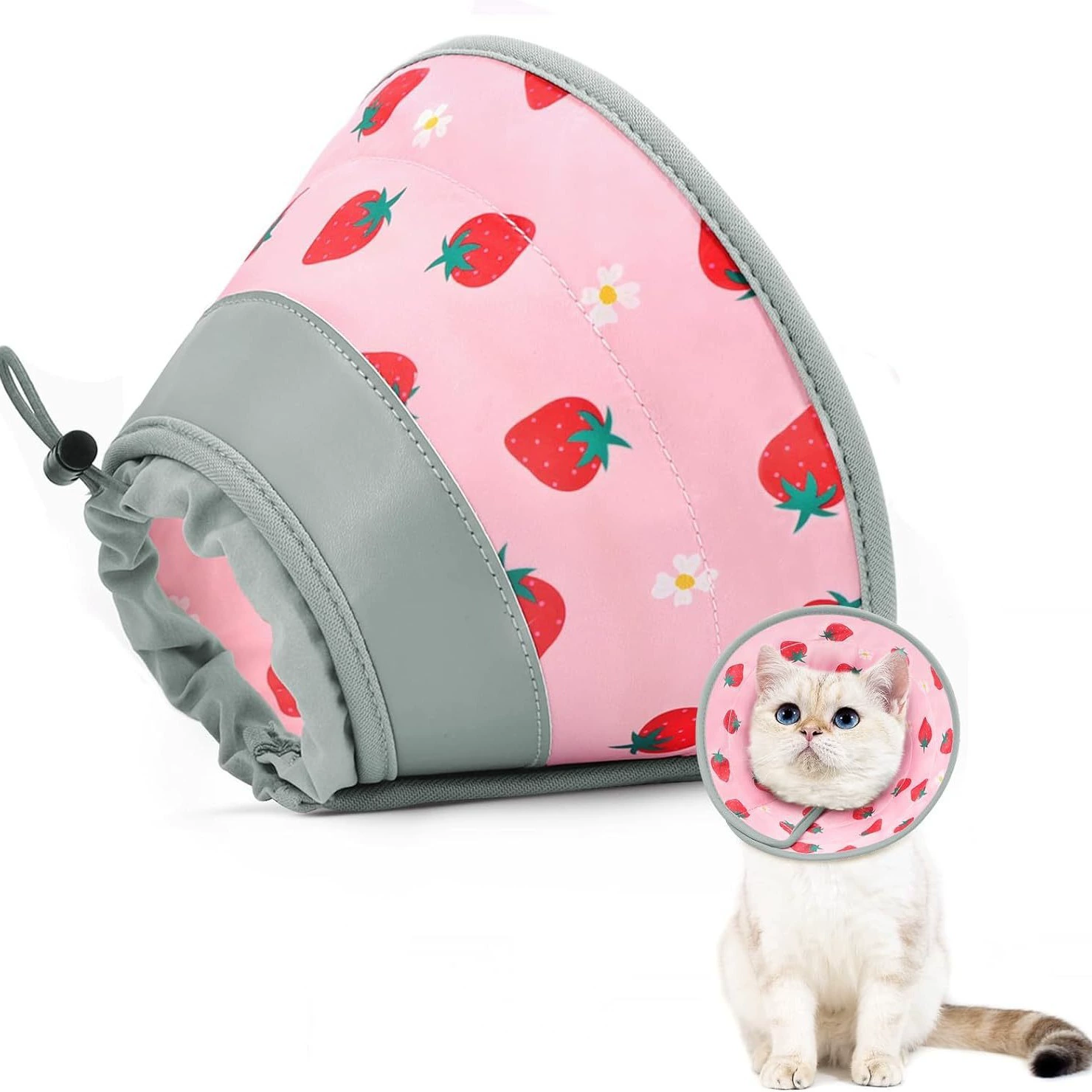 Amazon Новый продукт Регулируемый ошейник с кошачьим конусом Фруктовый Элизабет ошейник Водонепроницаемый ошейник с конусом против укусов и облизывания шеи