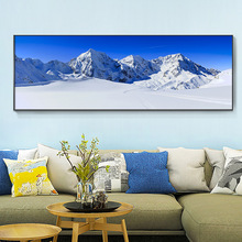 现代高清雪山脉风景挂画沙发背景墙画草原客厅卧室办公室装饰画
