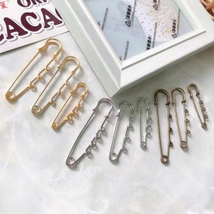Korean-style high-quality safety brooch ring large pin color-retaining electroplating handmade ring large pin European standard DIY chest