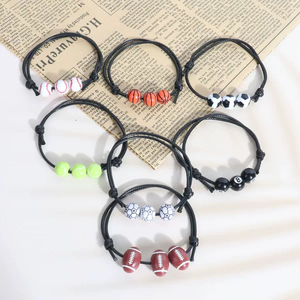 Cross-border popular woven bracelets for basketball, football, rugby, volleyball, tennis, softball, versatile sports style wristbands