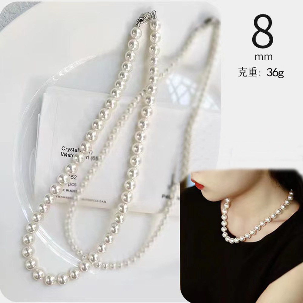 ins blogger Korean fever same style high-grade women's autumn and winter retro Shijia round pearl necklace clavicle chain