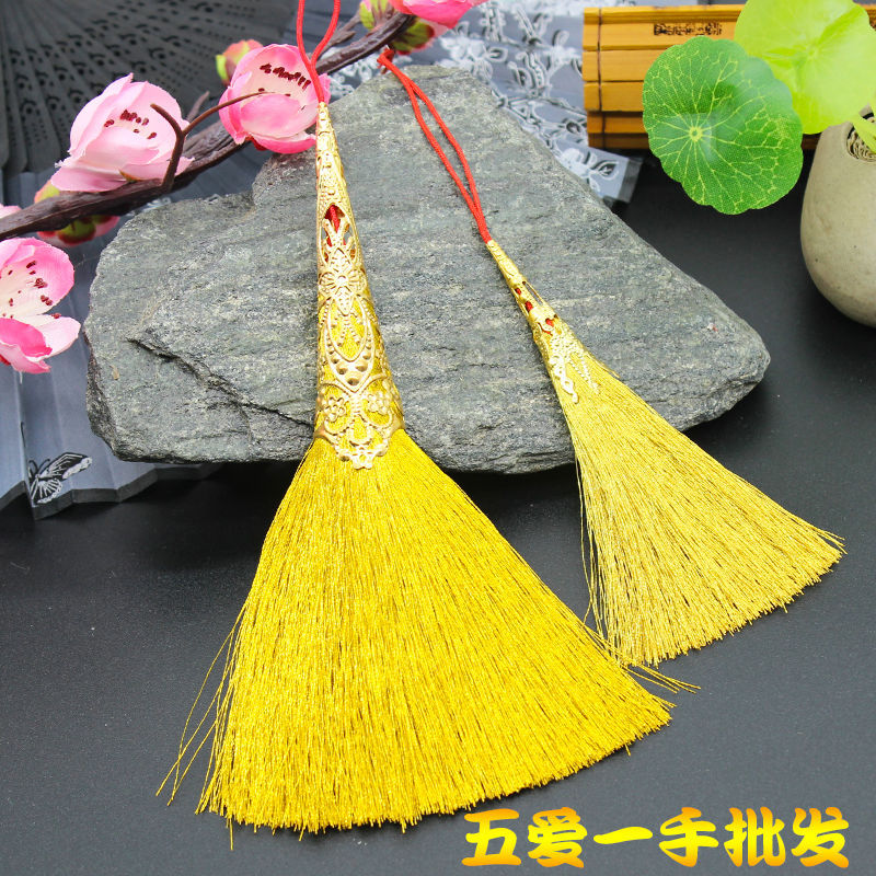 端午节挂饰合金头金丝扫把红绳挂件笤帚床头墙面装饰成品厂家批发