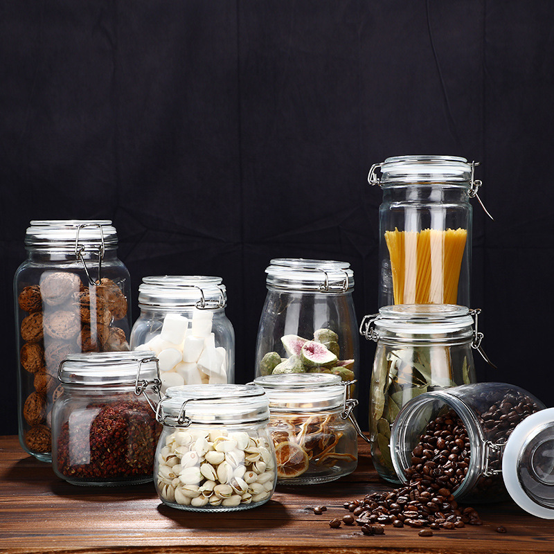 Snap-on Glass Sealed Jar Large Capacity Home Kitchen Honey Bottle Pickle Storage Storage Jar In Various Specifications