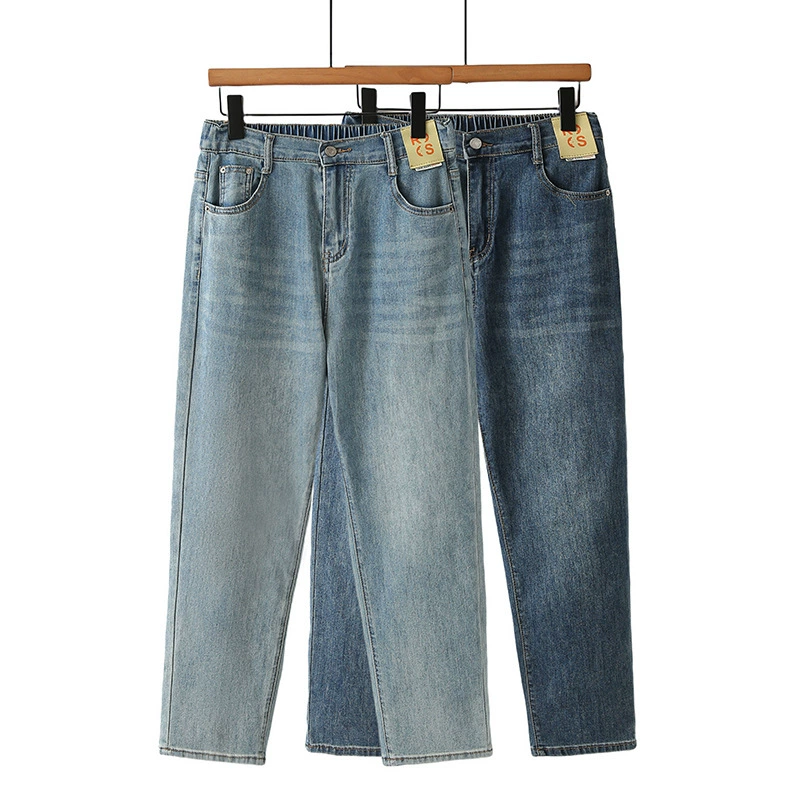 200 фунтов толстая сестра большой размер женская летняя новая минималистская тонкая джинсовая шаровары дикие брюки 6513