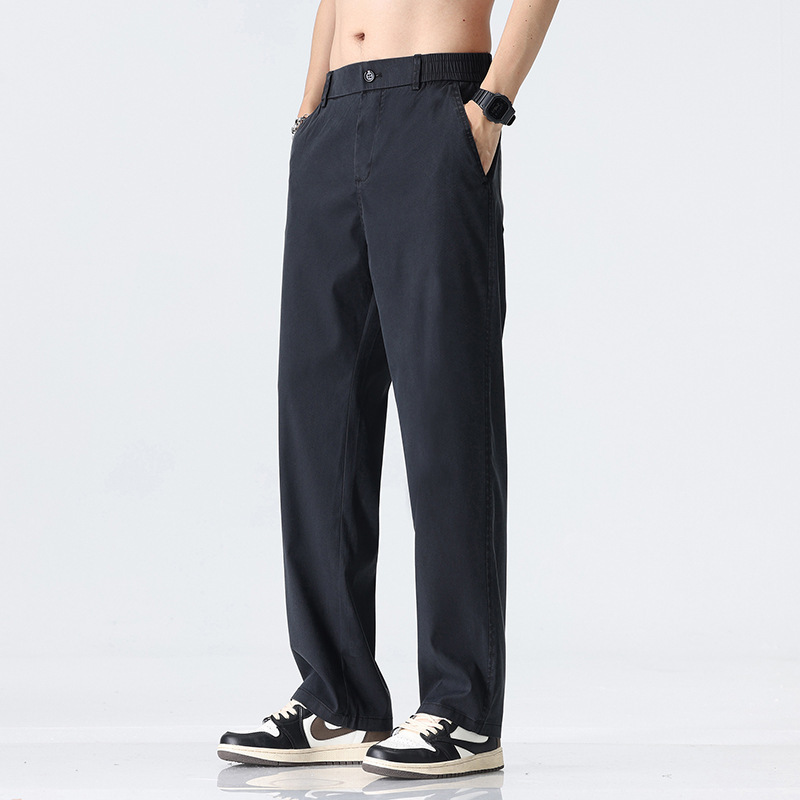 Black Summer Thin Wide-Leg Casual Pants Men's Straight Loose Trendy Brand Lyocell Tencel Summer Long Pants Black Summer Thin Wide-Leg Casual Pants Men's Straight Loose Trendy Brand Lyocell Tencel Summer Long Pants