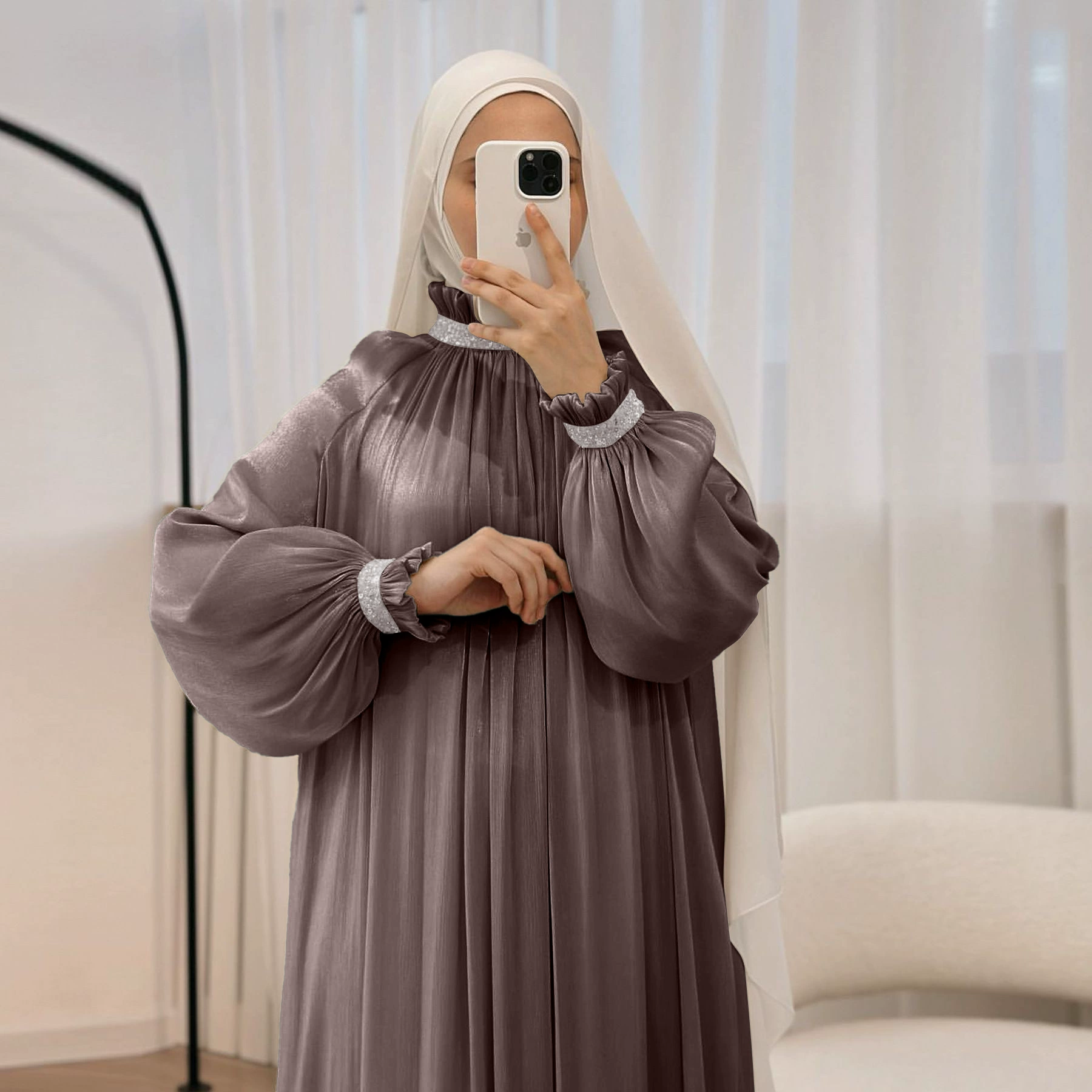 Платье LN7101 Lacersal, скромная длинная плиссированная Organza, однотонные цвета S–XXL