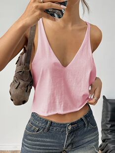 European and American foreign trade 2026 summer hot style deep V-neck camisole women's short navel-baring sleeveless top bottoming shirt