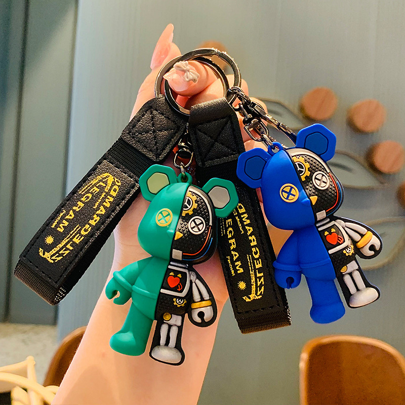 Oso mecánico llavero muñeca colgante coche llavero accesorios hombres y mujeres bolso muñeca adornos pequeño regalo al por mayor