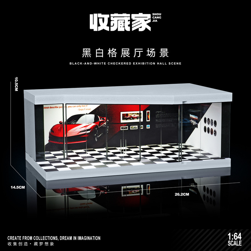 1/64 Scale Simulation Track Scene Parking Lot Hot Wheels Car Model Garage Storage Box with Lights and Dust Protection