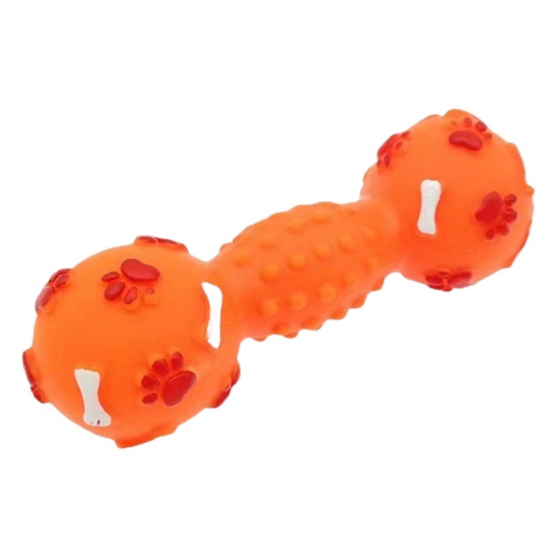 Suministros para mascotas vinilo sonido mancuerna perro juguete hueso molar limpieza dental suministros de entrenamiento para perros Barbell toy
