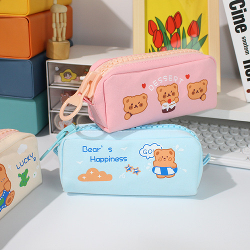 Pencil bag for primary school girls pencil case female Japanese stationery middle school student girl pencil case simple large capacity ins