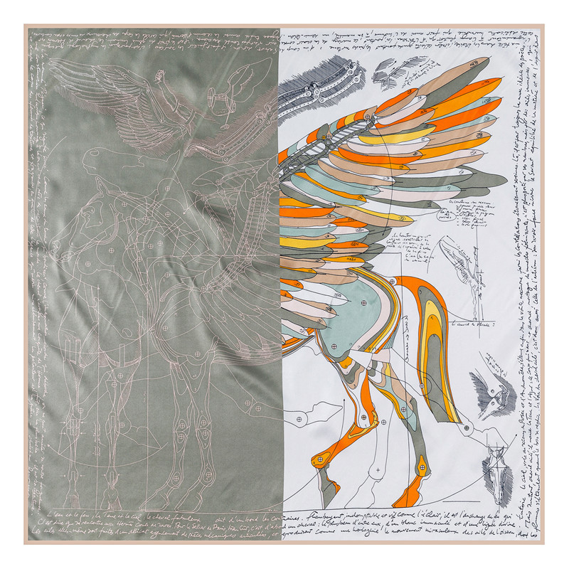 Hermes Le Pegase D'Hermes Cut Wash Scarf 140 Auction