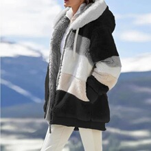 P 70797 Warm Plush Hooded Zipper Pocket Jacket ë�q�Bñ����