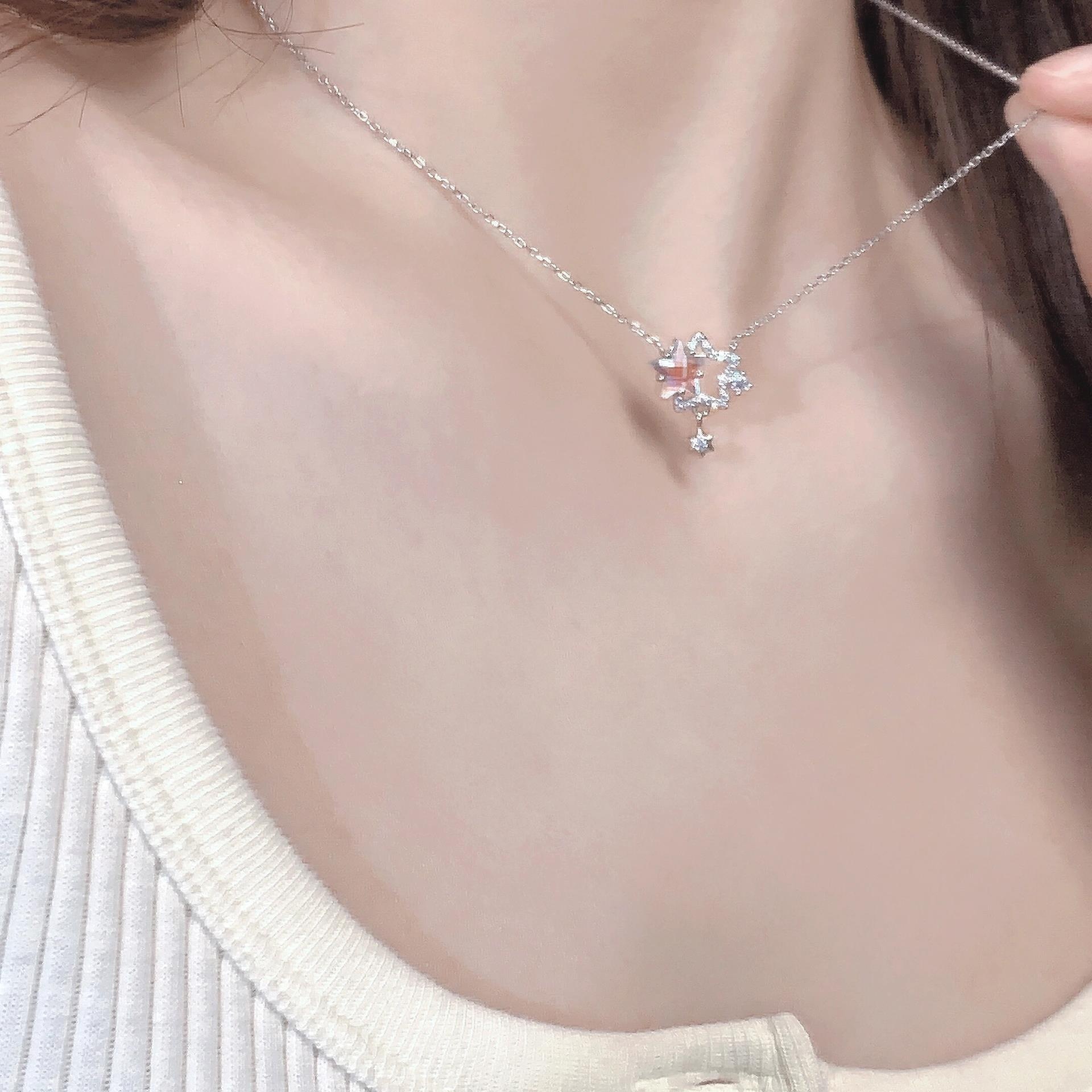 Simple Style Star Sterling Silver Zircon Pendant Necklace In Bulk display picture 2