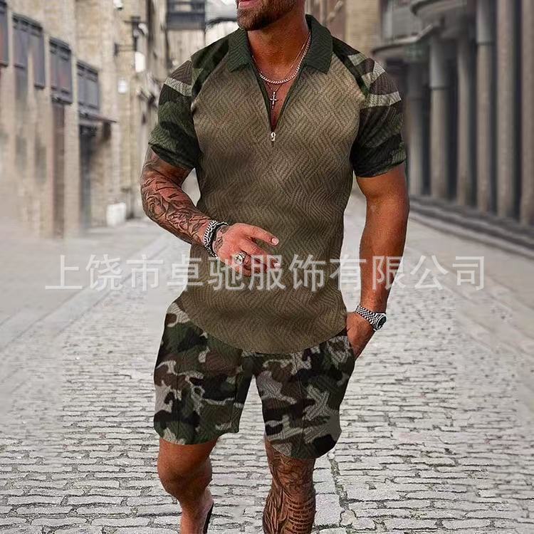 2025POLO ジッパーシャツ半袖スーツ独立系越境欧米紳士服新作独立系供給カジュアルスポーツ|undefined