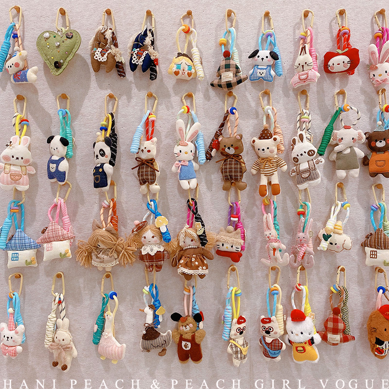 Hd11267A06 Doll Bunny Bear Cotton-Filled Car Keychain Pendant Cute Cartoon Girl Bag Pendant