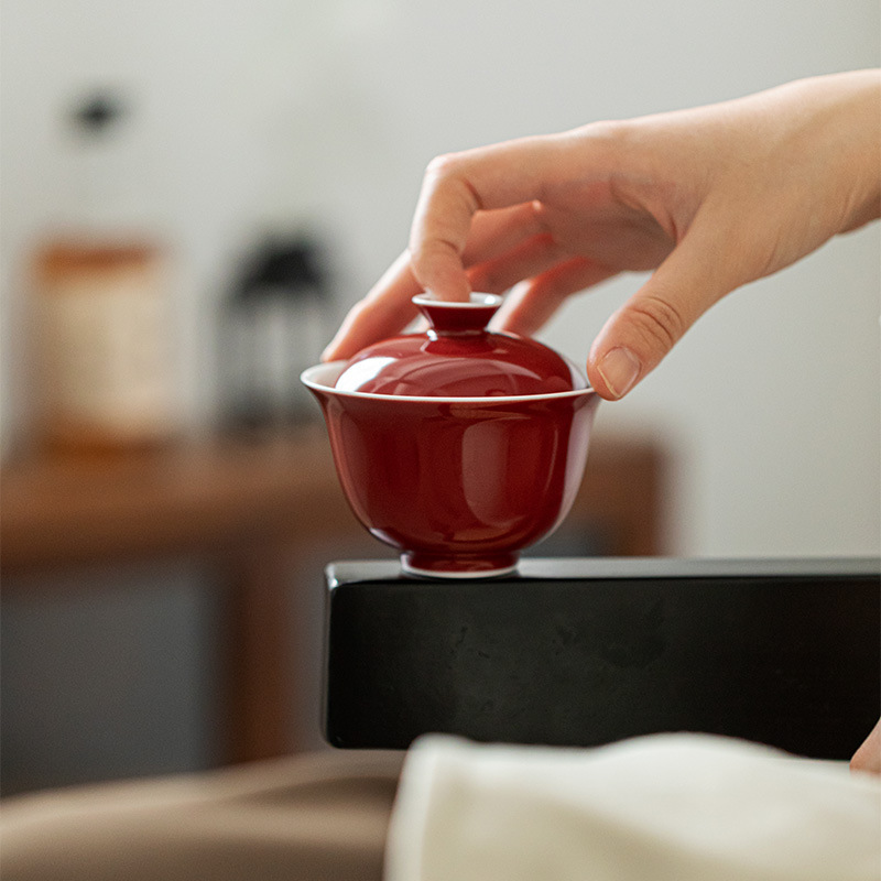 墨己原鉱色釉薬蓋碗薄胎玉泥陶磁器茶器茶碗家庭用シンプルな工夫茶器蓋碗|undefined