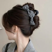 韩式发夹发饰女高级感简约牛仔蝴蝶结抓夹后脑勺鲨鱼夹子头饰批发
