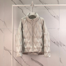 2025冬季新款女装立领宽松短款浅灰轻薄羽绒服外套女5GA180951Q