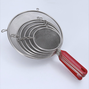 Stainless Steel Large and Small Colander Handle Double-Eared Frying Mesh Sieve Household Kitchenware Noodle Filter Mesh