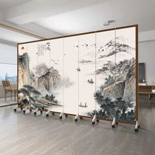 中式屏风隔断客厅卧室遮挡玄关可移动折叠墙办公室山水画仿古折屏