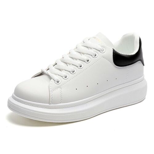 McQueen white shoes for men and women PU leather same style high version versatile shoes 2024 new thick sole sneakers lazy shoes