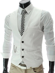 Men's suit vest waistcoat formal wedding work V-neck fashion 19 20s casual daily coat solid color