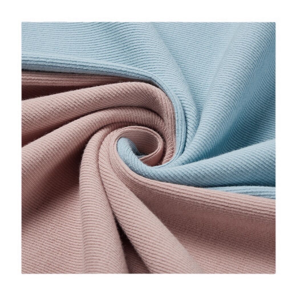 厂家直供时尚打底面料 2*2法国细罗纹随心裁 人棉弹力 连衣裙螺纹