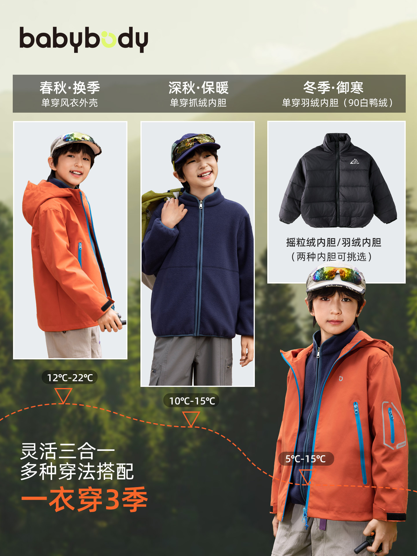 Chaqueta de asalto 3 - en - 1 para niños primavera y otoño chaqueta impermeable a prueba de viento para niños de otoño chaqueta deportiva desmontable