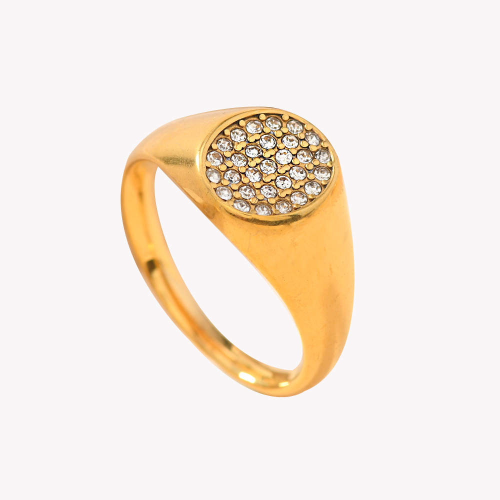 Joyas de fundición de acero inoxidable transfronterizas para mujer, diseño de lujo ligero, anillo de acero de titanio con incrustaciones de diamantes en forma de corazón/hexagonal/gota