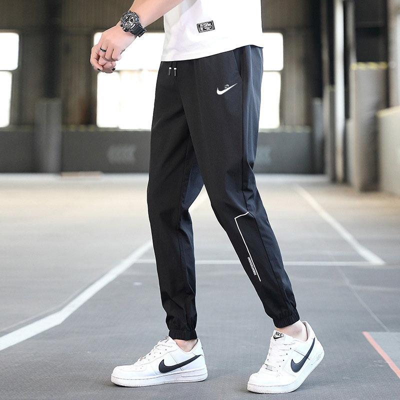 Ice Silk Quick-Drying Casual Pants Men's Summer Thin Boys' Korean Style Trendy Loose Leg-Tie Sports Long Pants