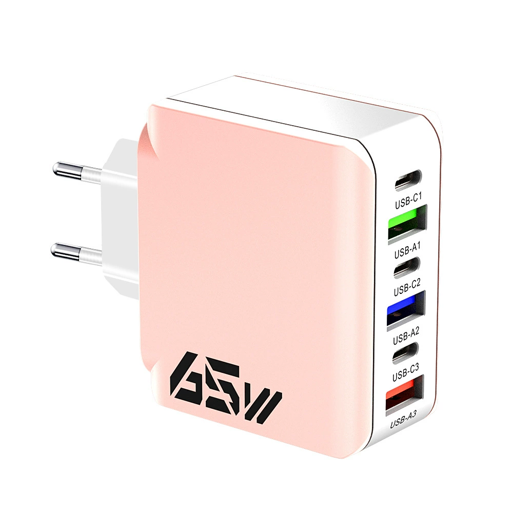 Кросс-бордер 3PD+3USB сетевое зарядное устройство многоразъемное европейский, американский и британский стандарт зарядной головки печатанный адаптер 65W