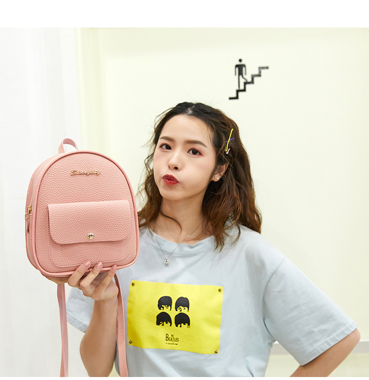 Factory Wholesale Daily Backpack Mini Korean Style Lychee Pattern Small Bag  New Simple Women's Small Backpack display picture 2