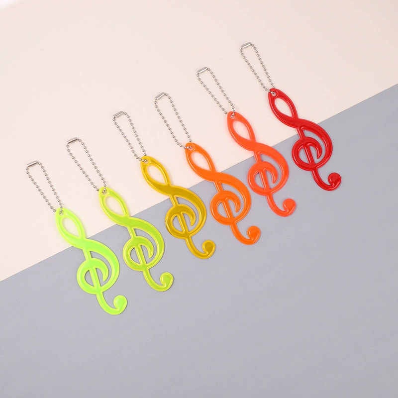 Многоцветный светоотражающий брелок-подвеска для рюкзака с музыкальными нотами, 12 цветов, для использования в темное время суток, из ПВХ