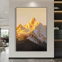 日照金山純粋な手描きのテクスチャ絵画ハイエンド玄関吊り絵画大芬村手描き油絵カスタム装飾絵画